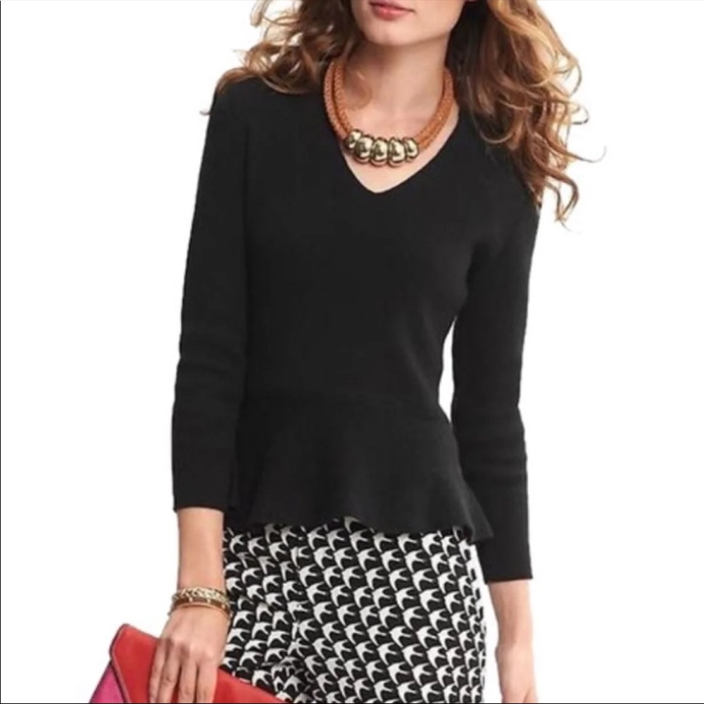 Banana Republic Peplum V-Neck Sweater